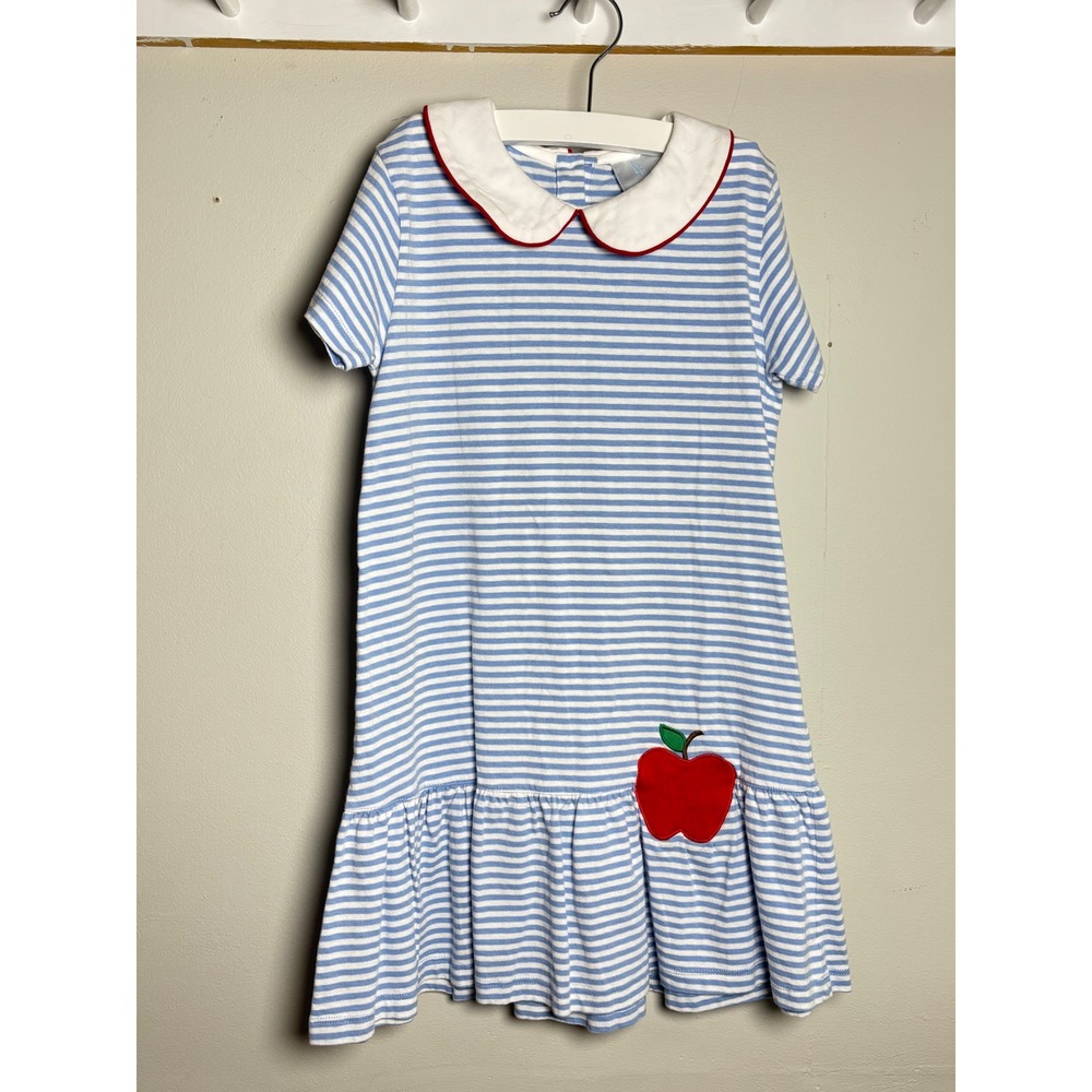 Little English Apple Appliqué‎ Peter Pan Dress Girls 8 Back to School